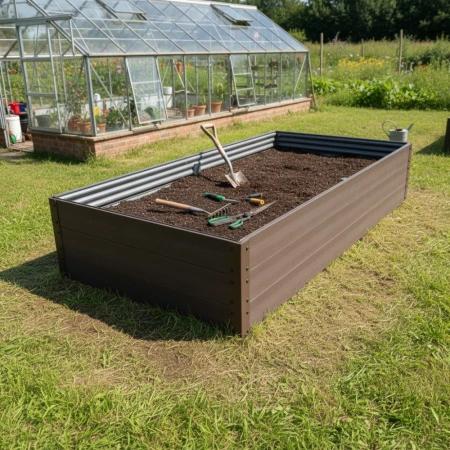 Warzywniak - podwyższona grządka - brąz GPPS - Vegano - 150 x 75 x 30 cm