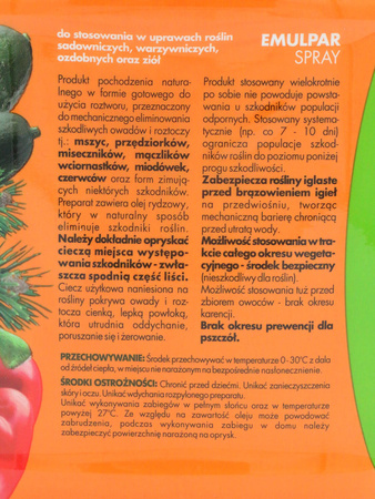 Emulpar Spray 750 ml zwalcza ochojniki, tarczniki i mączliki na roślinach ozdobnych i warzywach