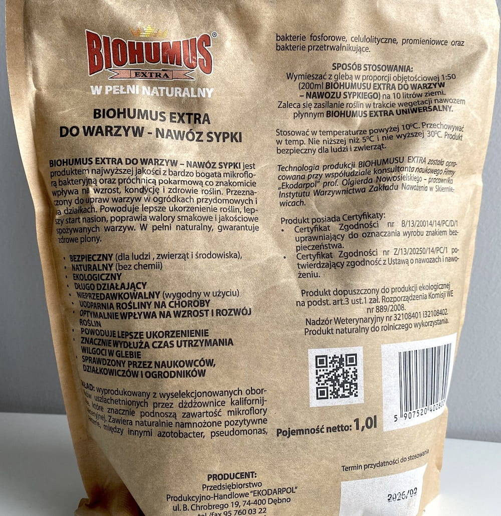 Biohumus Extra SM Sypki Do Warzyw 1 l