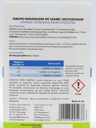Tabletki biologiczne do szamb i oczyszczalni 6szt oczyszczają i udrażniają szambo