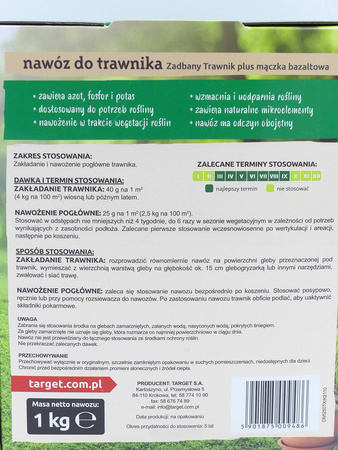 NAWÓZ ZADBANY TRAWNIK Z MĄCZKĄ BAZALTOWĄ 1 kg