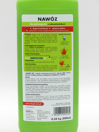 Nawóz płynny do pielęgnacji pelargonii 0,5 l