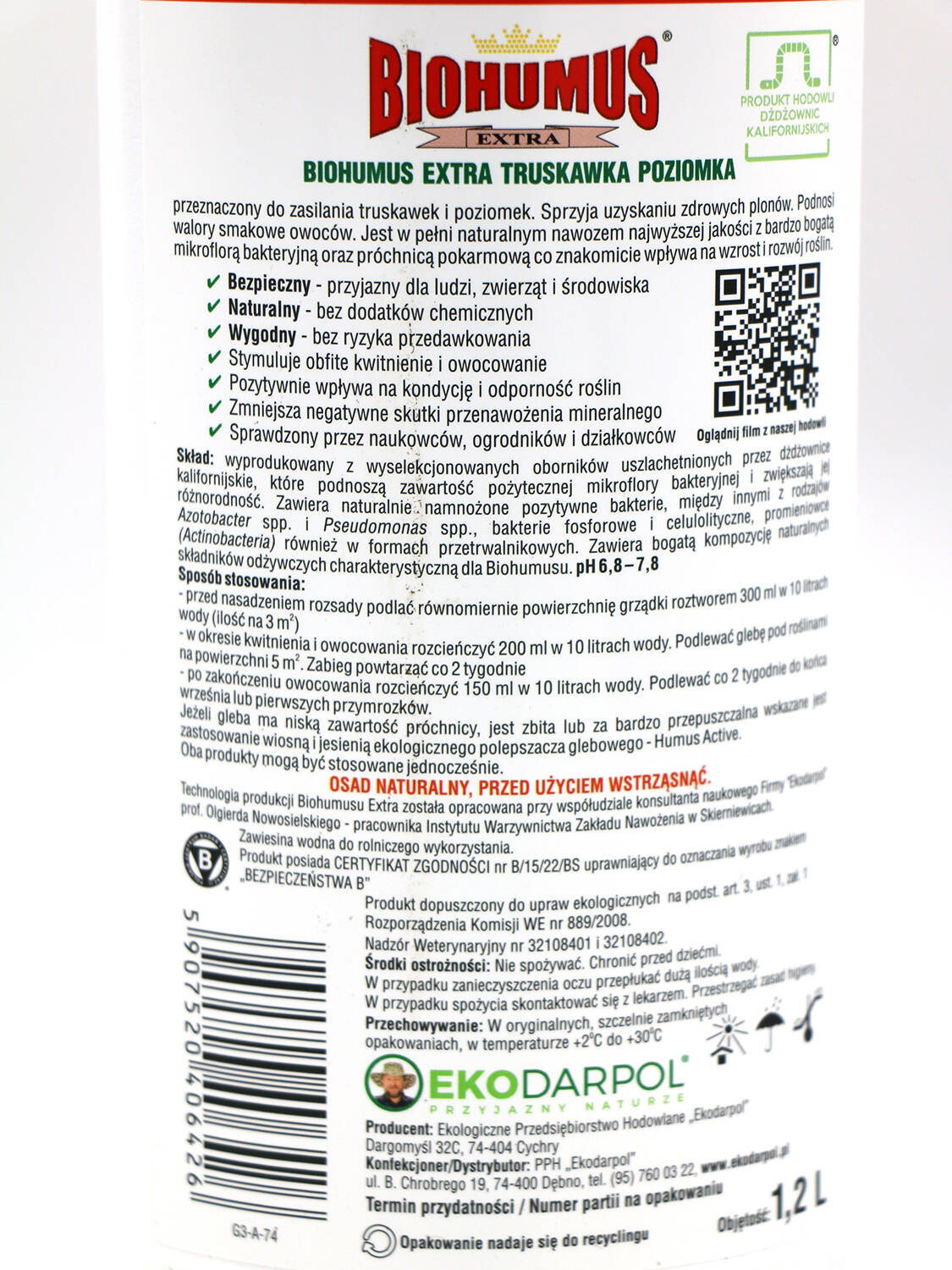Biohumus Extra Truskawka Poziomka 1 l + 20% Gratis