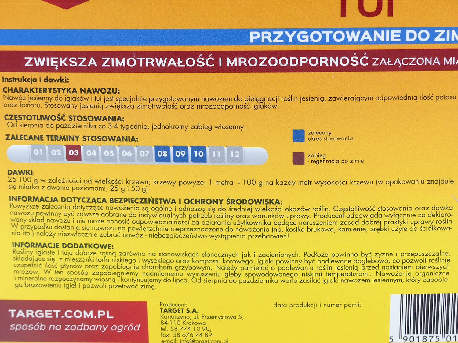 Nawóz jesienny do tui – 8 kg Target