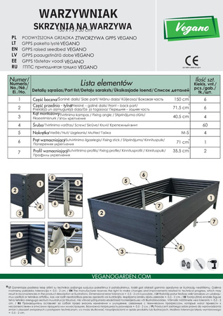 Podwyższona Grządka GPPS – Szara 150x75x30 cm – Klasika Garden