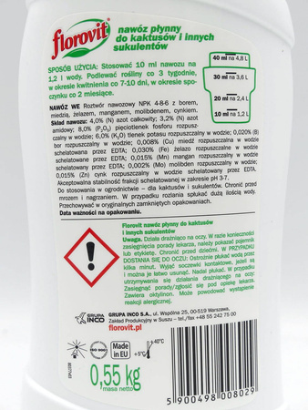 Nawóz Florovit do kaktusów 0,5 l