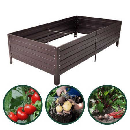 Warzywniak - podwyższona grządka - brąz - Vegano - 150 x 75 x 30 cm