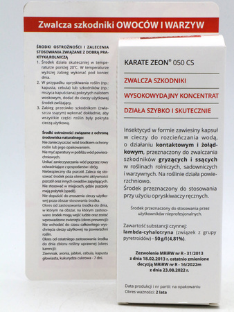 Karate Zeon 050 CS 50 ml środek zwalczający mszyce i gąsienice na roślinach uprawnych