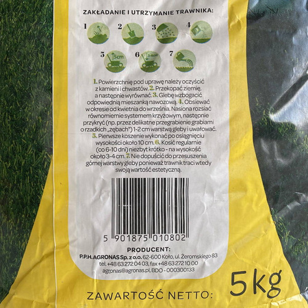 Mieszanka Traw Gazonowych Na Miejsca Suche i Słoneczne – Sania – 5 kg 4Gardens