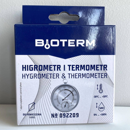 Termometr / Higrometr Okrągły Srebrny