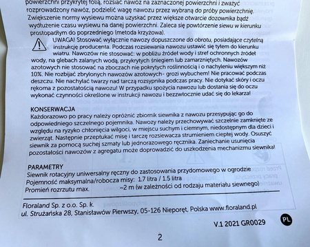 Siewnik ogrodowy ręczny rotacyjny 1,5 l