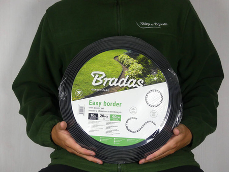 Zestaw z obrzeżem trawnikowym EASY BORDER czarny – 4 cm x 10 m Bradas