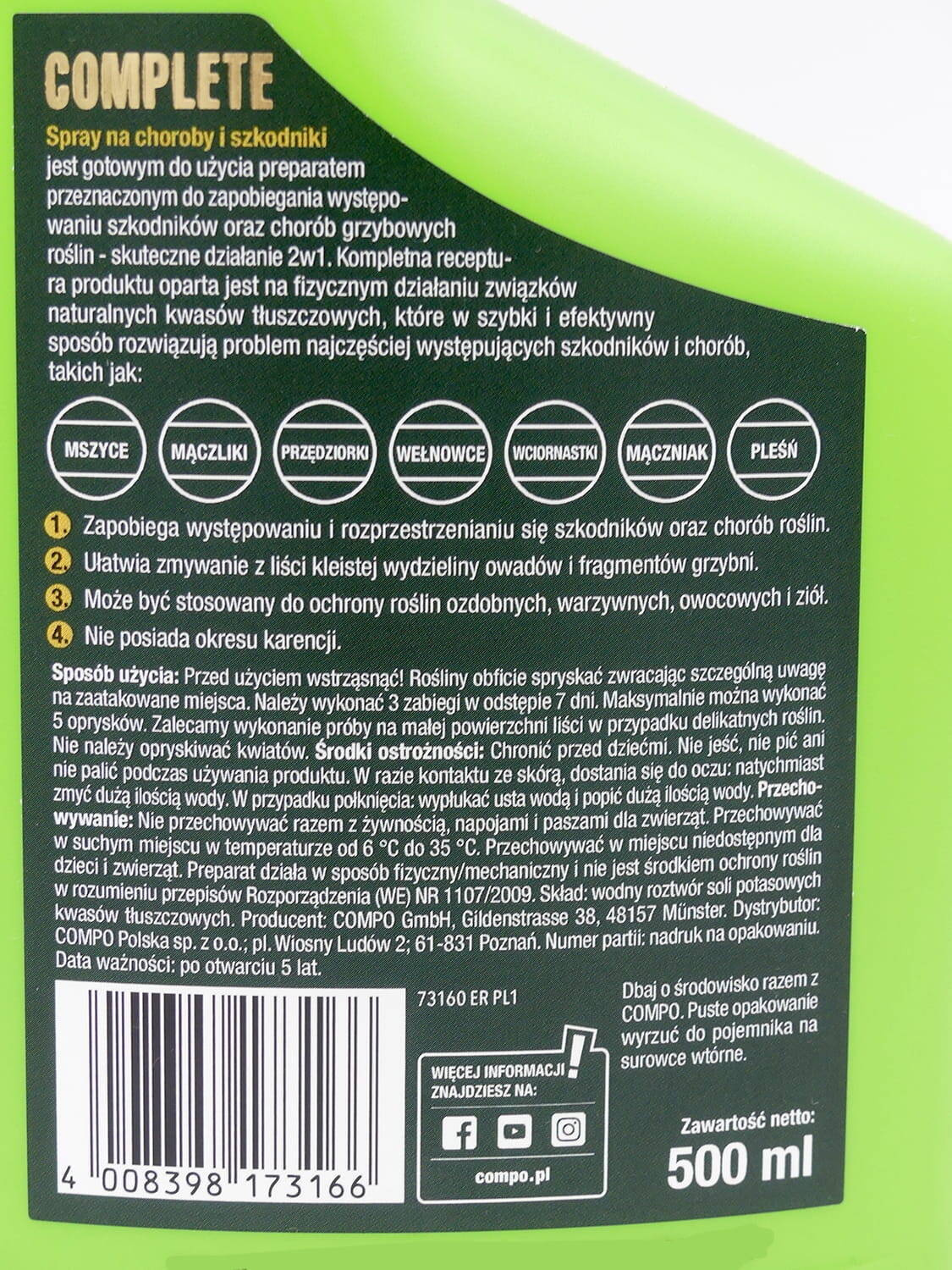 Spray Complete 2w1 – na choroby i szkodniki – 500 ml Compo