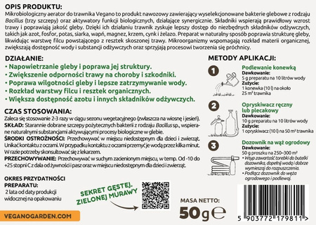 AeroGrass - biologiczny aerator do trawnika Vegano 2x 50 gram - 500 m2
