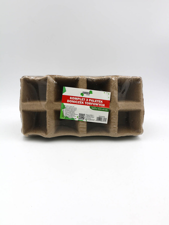 Doniczki torfowe 6x6 cm – palety 8 komórek – 3 szt.