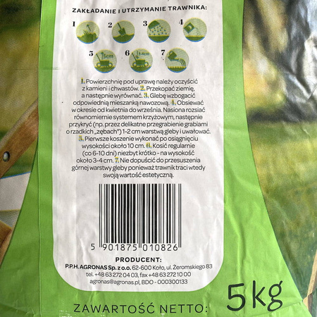 Mieszanka Traw Gazonowych Uniwersalna – Relaks – 5 kg 4Gardens