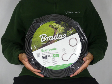 Zestaw z obrzeżem trawnikowym EASY BORDER brązowy – 4 cm x 10 m Bradas