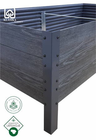 Podwyższona grządka – Woodlook Szary – Klasika Garden