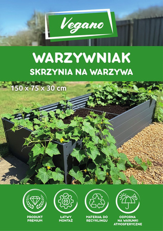 Warzywniak - podwyższona grządka - szary GPPS - Vegano - 150 x 75 x 30 cm