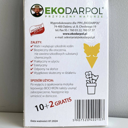 Biochron - Doniczkowy Motylek Lepowy 10 szt. + 2 szt. Gratis