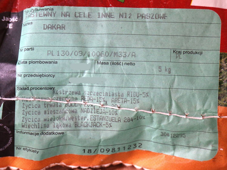 Dakar 5 kg nasiona trawy do trawników nasłonecznionych