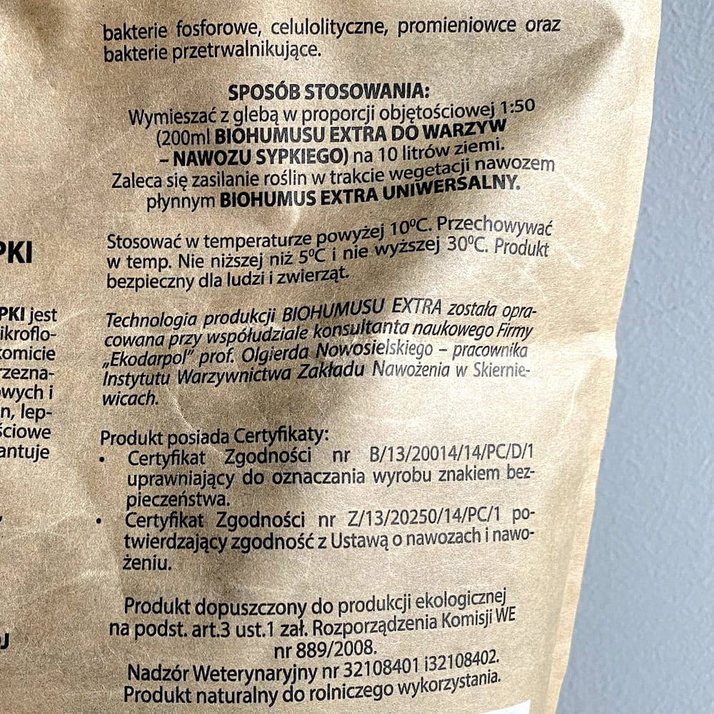 Biohumus Extra SM Sypki Do Warzyw 1 l