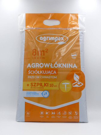 Agrowłóknina Ściółkująca Przeciw Chwastom 1,6 x 5 m + Szpilki 10 szt.