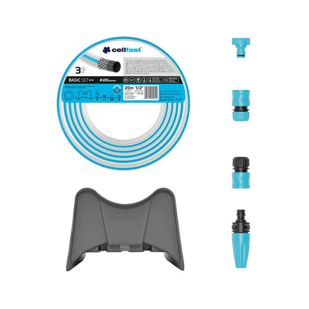 Zestaw Basic – wąż 1/2” 20 mb + akcesoria Basic + wieszak na wąż – Cellfast
