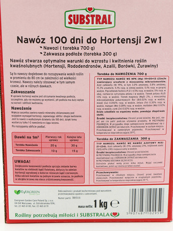 Nawóz 100 dni do hortensji zakwaszający SUBSTRAL
