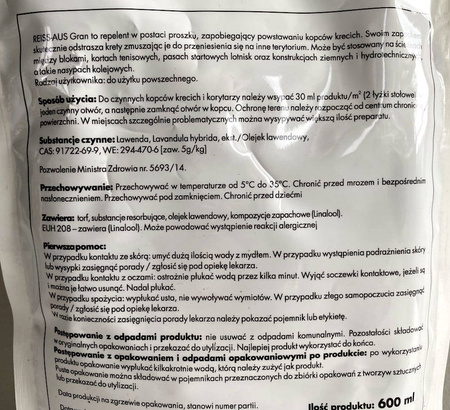 Reiss Aus 600 ml odstraszacz w proszku skuteczny sposób na kreta, psa lub kota