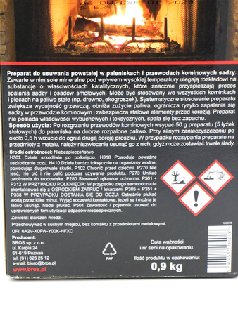 Proszek do usuwania sadzy z kominków i pieców  Morus - 0,9 kg Bros 