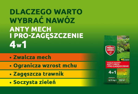 Nawóz do trawników 4w1 – Anty Mech i Pro-zagęszczenie – 8,75 kg Protect Garden