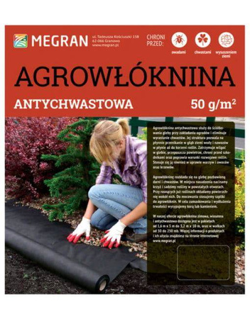 Agrowłóknina 50g/m2 Antychwastowa czarna 3,2 m x 5 mb