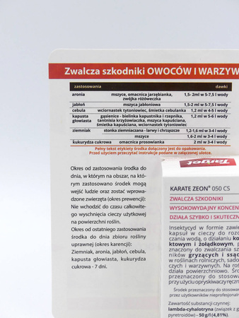 Karate Zeon 050 CS 5 ml środek zwalczający mszyce i gąsienice