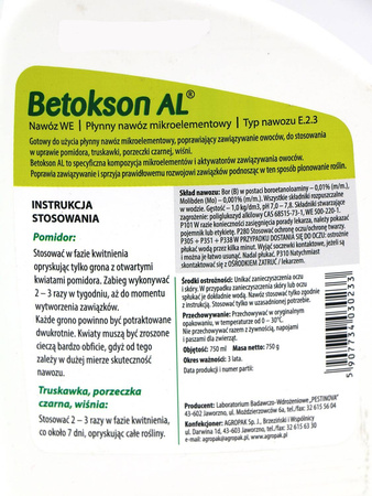 Betokson AL spray – nawóz poprawiający zawiązywanie owoców 750 ml